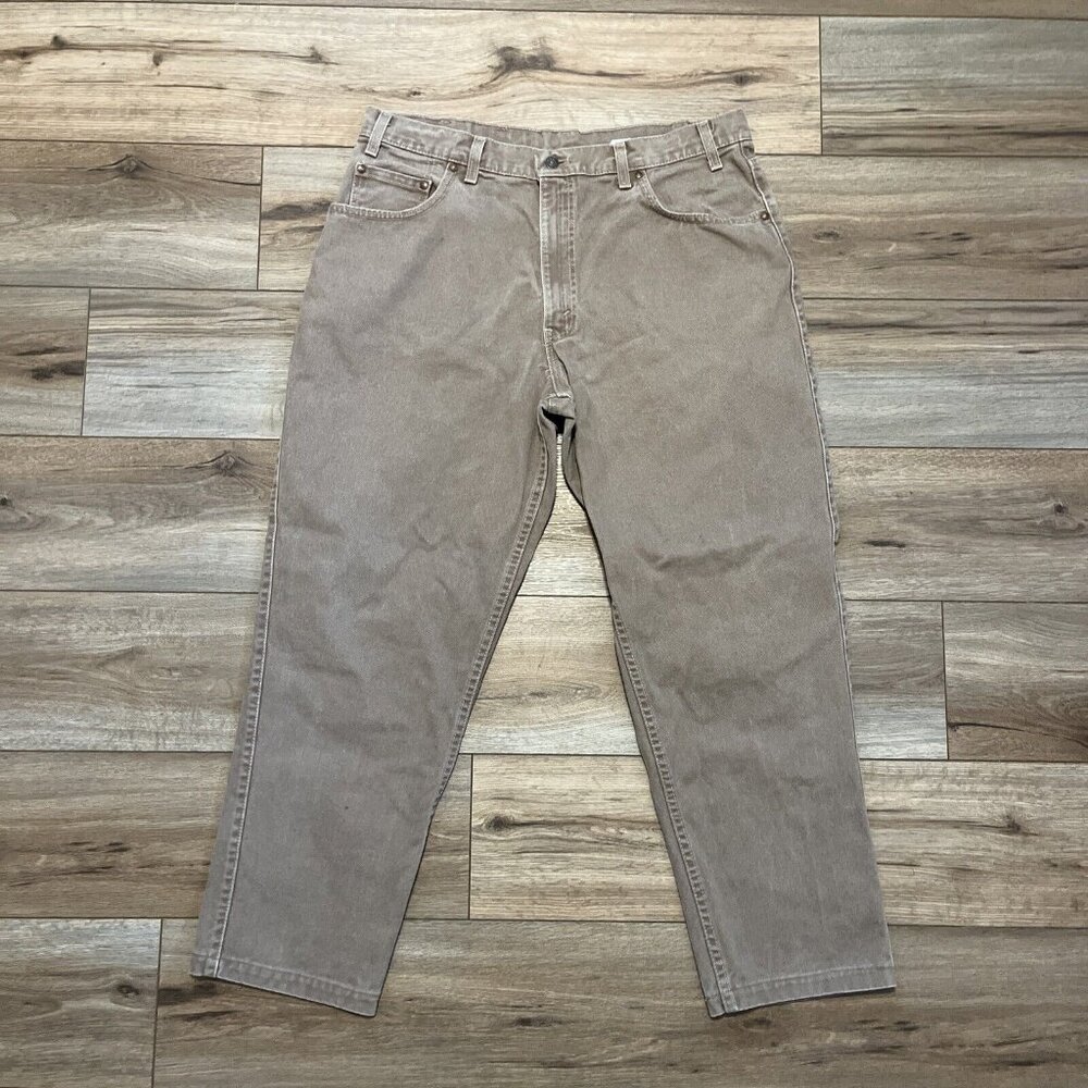 Men's VTG Levis 545 Loose Fit Heavy Denim Jeans 38x32 Brown USA Made Orange Tab
